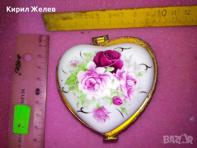 КРАСИВА ПОРЦЕЛАНОВА КУТИЙКА За БИЖУТА - СЪРЧИЦЕ с ФЛОРАЛНА ТЕМАТИКА на КАПАЧЕТО 42859, снимка 9 - Други ценни предмети - 44312288