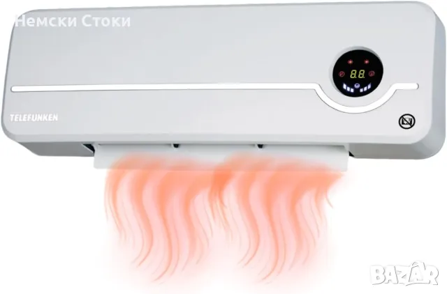 Немска керамична печка за стена за баня, 2000W, с дистанционно, снимка 1