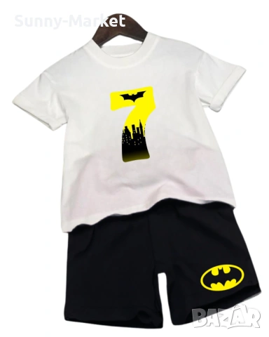 БАТМАН Детски екип комплект тениска + къси гащи + цифра за години, снимка 6 - Детски комплекти - 53757455