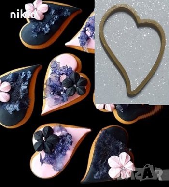 Наклонено сърце пластмасов резец форма фондан тесто бисквитки