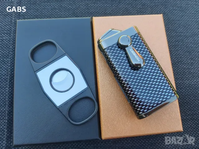 Луксозна запалка за пури с подарък резачка,два цвята, снимка 3 - Запалки - 50080259