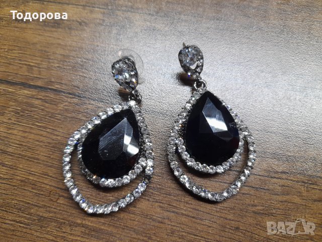 Обици - черен камък, снимка 1