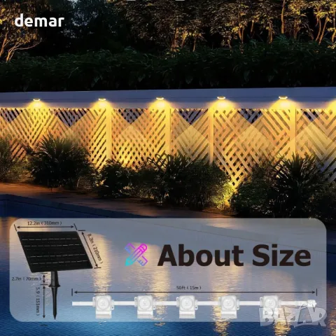 Соларни постоянни външни осветителни тела, интелигентни RGB Plus IC, 66 сцени, IP67, 15 метра, снимка 8 - Соларни лампи - 49871964