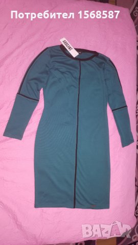 Нова рокля дълъг ръкав цвят петрол/тюркоаз/AROGANS Размер 2XL, снимка 3 - Рокли - 34646244