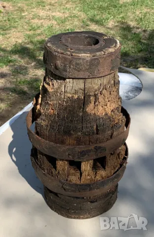  Стара Дървена Главина на Колело, снимка 6 - Антикварни и старинни предмети - 47352235