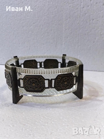 Кристална купа за бонбони с мелхиор , снимка 2 - Антикварни и старинни предмети - 51740548