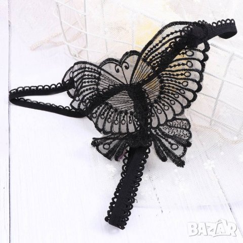 Еротично бельо черни прашки с пеперуда и отворено дъно - Код: P1297, снимка 7 - Бельо - 39647011