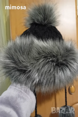 Зимна дамска шапка с изкуствен пух, снимка 8 - Шапки - 52886397