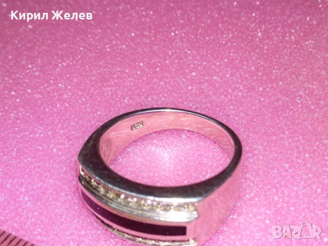 ПРЕКРАСЕН СКЪПОЦЕНЕН СРЕБЪРЕН ПРЪСТЕН РОДИРАНО СРЕБРО 925 с ЧЕРЕН ОНИКС и ИСКРЯЩИ ЦИРКОНИ 43361, снимка 6 - Пръстени - 44392509