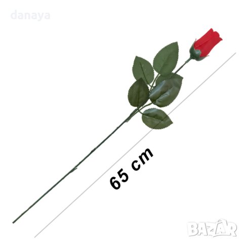 3752 Изкуствена червена роза за декорация, 65 см, снимка 4 - Изкуствени цветя - 41057864