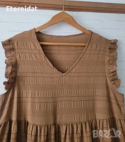 Бежова рокля XL, снимка 3 - Рокли - 49934255