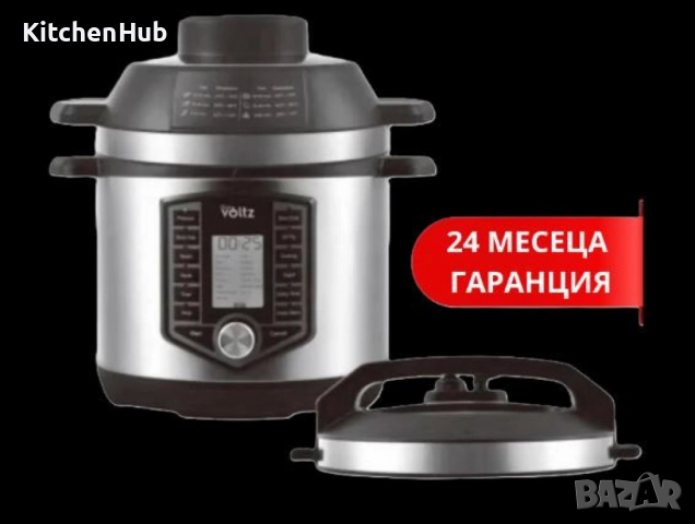 Мултикукър под налягане и Фритюрник Air Fryer 2в1, 6L, 44 функции, 12 програми, снимка 3 - Фритюрници - 52382599