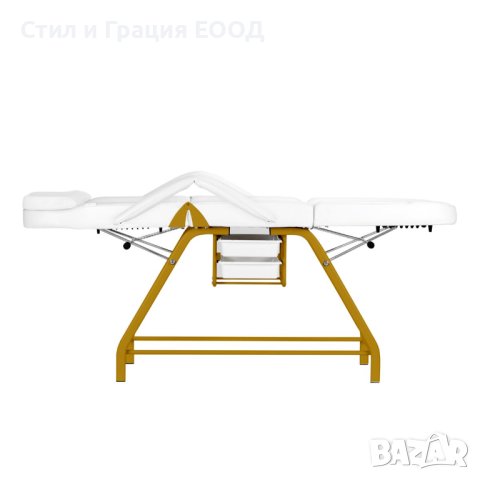 Фиксирана кушетка 557G - бяла/черна със златиста рамка 184 x 60/80 x 76 см, снимка 9 - Кушетки - 41678454