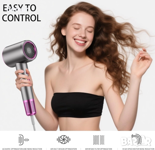 Сешоар за жени и мъже - HundoPony 2000W мощен сешоар с 1 концентратор, професионален йонен, снимка 6 - Сешоари - 52106597