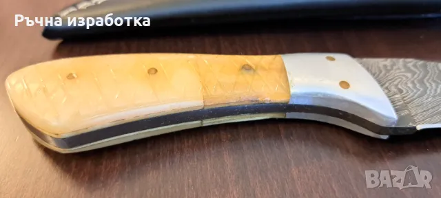 нож ръчна изработка дамаска стомана и камилска кост кания, снимка 10 - Ножове - 48085966