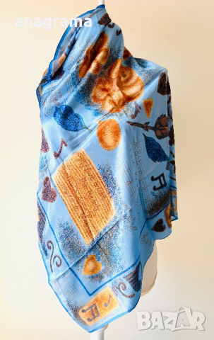 Нежен и деликатен шал в сини нюанси, снимка 4 - Шалове - 44808847
