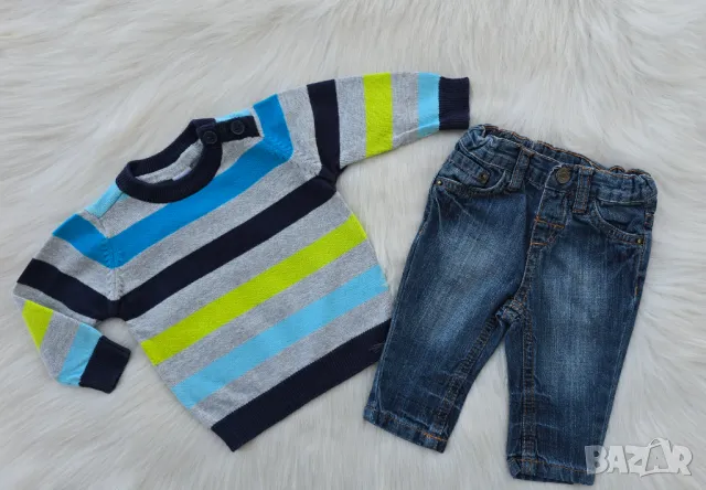 Бебешки дънки и пуловер 0-3 месеца, снимка 2 - Комплекти за бебе - 49833101