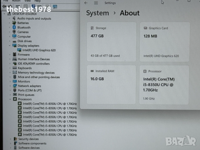 15.6 Dell Latitude 5590`Core i5-8350U/16GB RAM/512GB SSD/FHD IPS/Бат 8ч, снимка 8 - Лаптопи за работа - 51683407