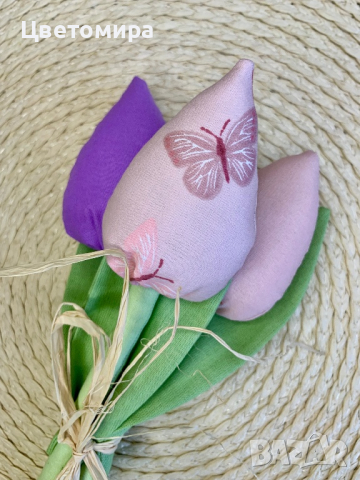 Лалета от плат / Текстилни цветя, снимка 8 - Декорация за дома - 41228247
