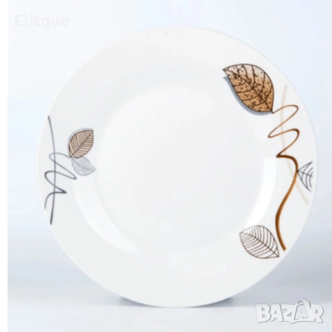 Стил и изтънченост за всяка трапеза - Комплект чинии 24 части с елегантен листен дизайн, снимка 4 - Други - 53302965
