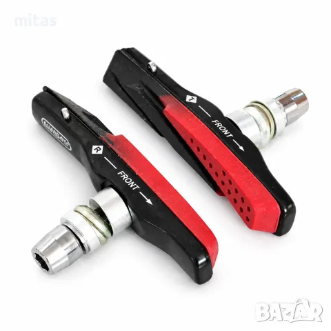 Гумички за V-Brake спирачки ELVEDES, Двукомпонентни, Черно-червени, 72 мм, Комплект, снимка 2 - Части за велосипеди - 56202560