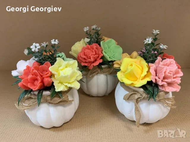 цветя изработени с глицеринов ароматен сапун и Българска роза , снимка 17 - Декорация за дома - 50104898