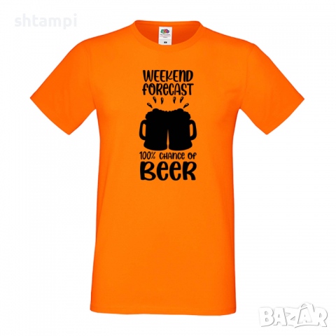 Мъжка тениска Weekend Forecast 100 Chance Of Beer,Бира,Бирфест,Beerfest,Подарък,Изненада,Рожден Ден, снимка 8 - Тениски - 36389404