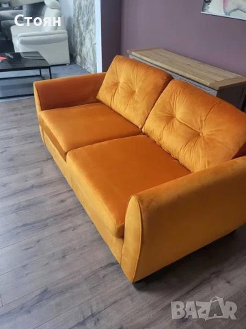 Оранжев диван от плат двойка с функция сън, снимка 7 - Дивани и мека мебел - 42541007