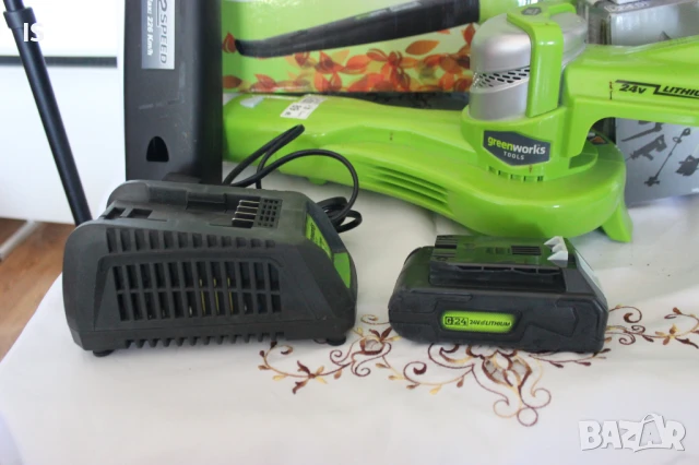 Акумулаторна духалка Greenworks 24V /възуходувка, листосъбирач/ с батерия и зарядно устройство, снимка 3 - Градинска техника - 50979753