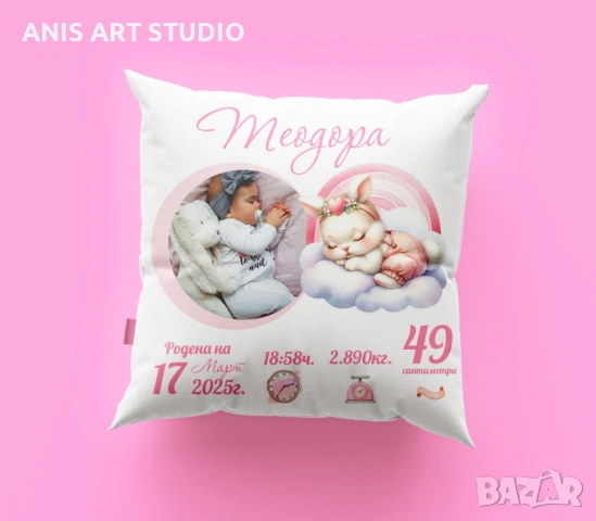 Възглавничка - бебешка визитка, снимка 8 - Други - 46142472