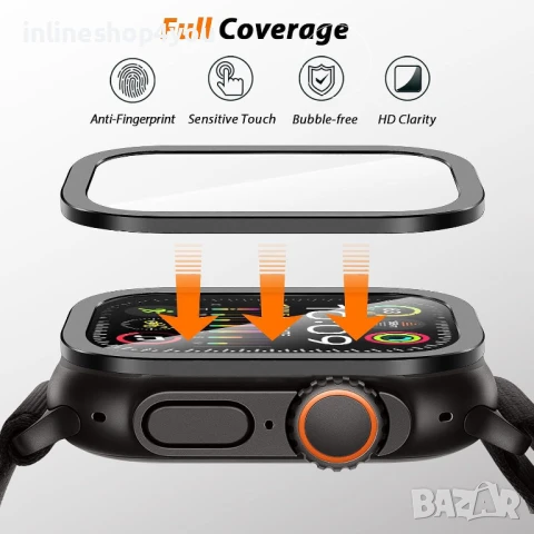5D Стъклен Протектор за Дисплей за Apple Watch Ultra 2 | Ultra 1 - Черен, снимка 4 - Смарт гривни - 51152088