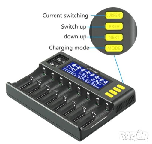 LiitoKala Engineer Lii-S8 Професионално Смарт Универсално Зарядно за 8х Акумулаторни Батерии 18650 +, снимка 4 - Аксесоари за електронни цигари - 41520150
