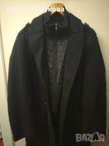 Черно мъжко спортно палто вълна