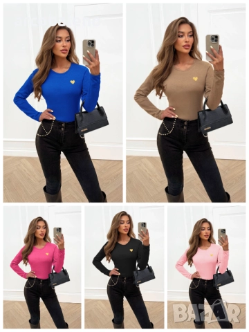 Дамска тениска с дълги ръкави и декоративен принт Burnice, 5цвята 