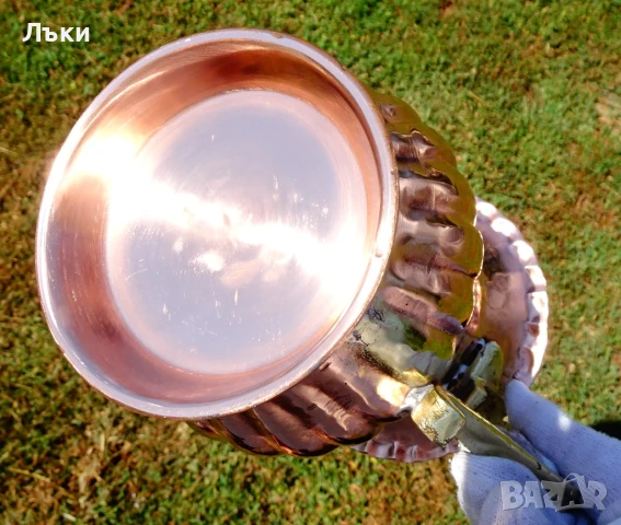 Медна кана,халба,кована чиста червена мед. , снимка 10 - Антикварни и старинни предмети - 51266046