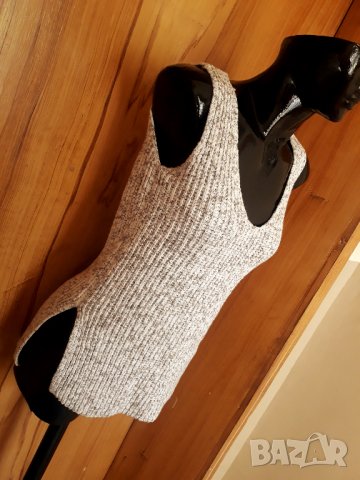 Бяло-сив дебел потник плетка С, снимка 2 - Блузи с дълъг ръкав и пуловери - 34397792