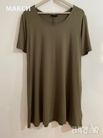 Макси еластична клоширана туника в камуфлажно зелено