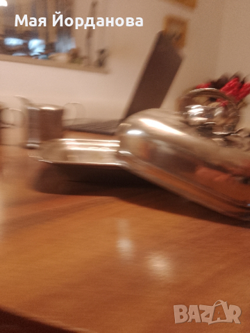 Посребрени съдчета и страхотна бензинова настолна запалка., снимка 3 - Антикварни и старинни предмети - 44570239