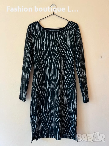Esprit Рокля с еластична материя в черен и бял цвят десена е зебров принт М размер 🖤🤍🖤🤍🖤🤍🖤, снимка 8 - Рокли - 53787213