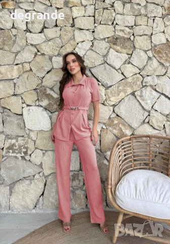 Дамски комплект от две части в Розово Синьо Сиво Светло Сиво 