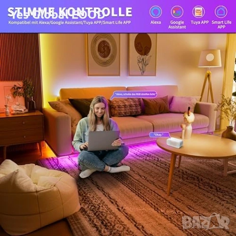 OULARA WiFi COB RGB LED лента 6M Tuya/Alexa, снимка 4 - Лед осветление - 53440860