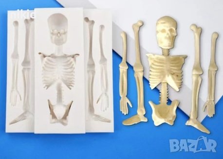 Скелет стави кости силиконов молд форма за декор украса торта фондан шоколад гипс, снимка 3 - Форми - 42070326