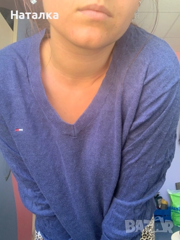 Син пуловер Tommy Hilfiger