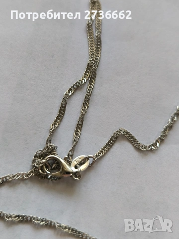 Сребърно колие със зелен цирконии , снимка 3 - Колиета, медальони, синджири - 53710842