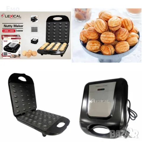 Уред за сладки орехчета - Lexical LNM-2455, 1400W, незалепващи плочи - Гаранция 24 месеца 