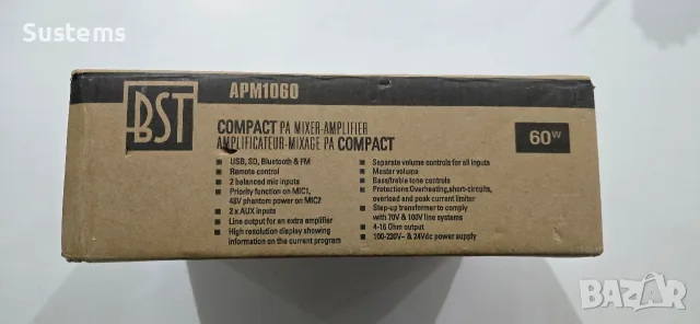 Усилвател BST APM1060 –  60 W, с USB, SD, BLUETOOTH, FM, снимка 7 - Ресийвъри, усилватели, смесителни пултове - 56182526