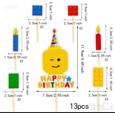 сет топер топери конструктор лего блокчета за торта мъфини кексчета парти декор рожден ден украса, снимка 4 - Други - 53529472