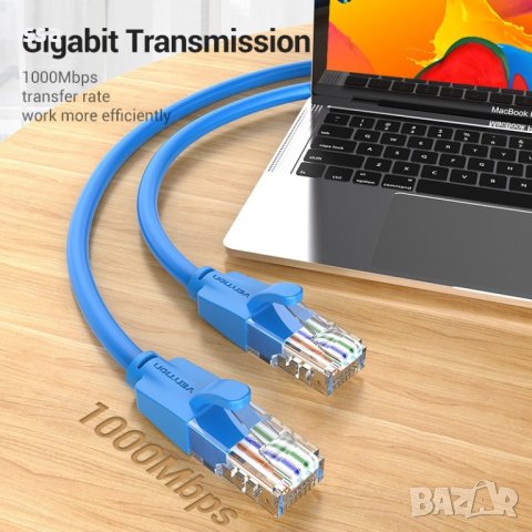 Vention Кабел LAN UTP Cat.6 Patch Cable - 3M Blue - IBELI, снимка 9 - Кабели и адаптери - 44231514