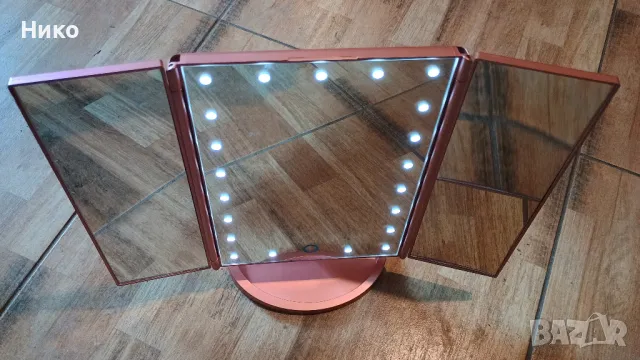 Козметично огледало с LED осветление, Розово, снимка 3 - Други - 49255810