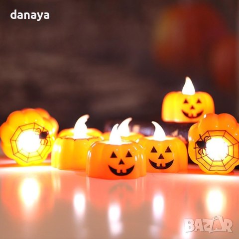 4109 Мини електронна свещ Тиква Halloween декорация, снимка 3 - Декорация за дома - 42491289